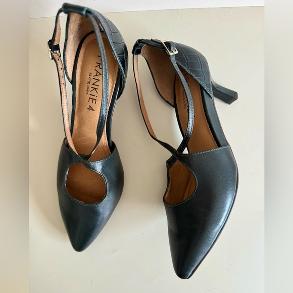 FRANKIE4 Saving Soles Alice Dark green pointed toe mid heel pumps Sz 8.5 - Picture 4 of 8